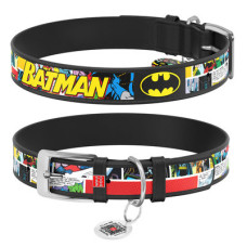 Нашийник, "Бетмен 1", Ш 12 мм, Дл 18-24 см, Чорний, XS1, WAUDOG Design с QR