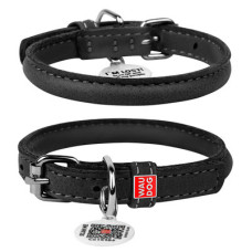 WauDog (ВауДог) Soft - Ошейник для собак кожаный круглый черный (Д 8 мм, Длин 20-25 см) XS2