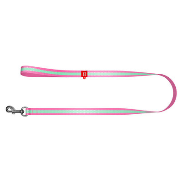 Повідець, світлонакопичуючий, Ш 15 мм, Дл 122 см, Рожевий, S. WAUDOG Nylon