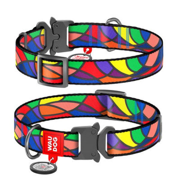 Нашийник, "Вітраж", метал. пряжка-фастекс, Ш 25 мм, Дл 31-49 см, L, WAUDOG Nylon c QR