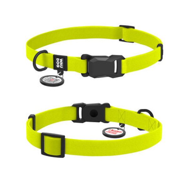 WauDog (ВауДог) Magnet - Ошейник для собак водостойкий с магнитной пряжкой лимонный (Ш 15 мм, Длин 26-35 см) S