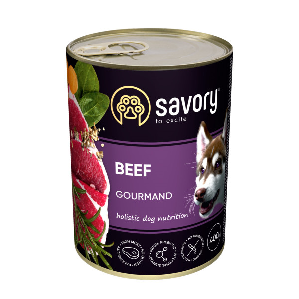 Savory (Сейвори) Dog Gourmand Beef - Влажный корм для собак с говядиной 400 г