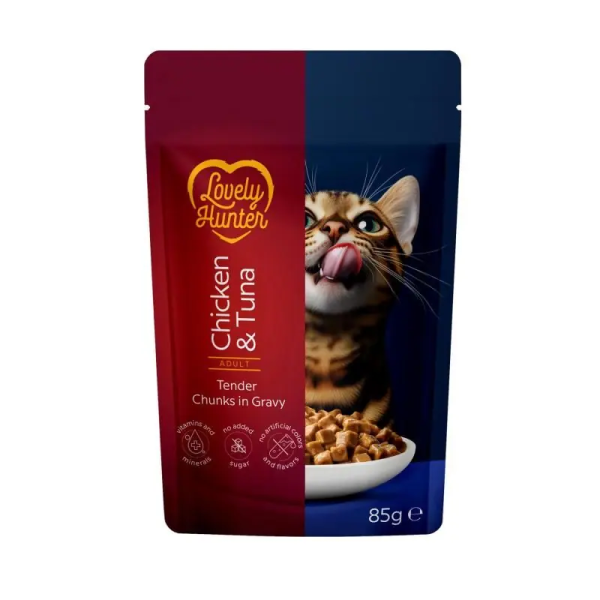 Lovely Hunter (Лавли Хантер) Cat Adult Pouches Chicken & Tuna - Влажный корм для взрослых котов с курицей и тунцом 85 г