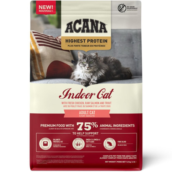 Acana (Акана) Cat Indoor Highest Protein - Сухой корм для кошек, живущих в помещении с курицей и лососем 1.8 кг