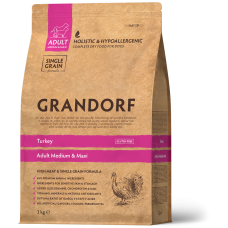 Grandorf (Грандорф) Turkey Adult Medium & Maxi - Сухий гіпоалергенний корм для собак середніх та великих порід з індичкою 3 кг