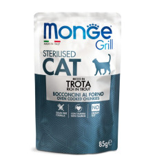 Monge (Монж) Grill Cat Grain Free Trout Jelly Sterilised Adult - Вологий беззерновий корм для дорослих стерилізованих котів шматочки в желе з м’ясом форелі 85 г