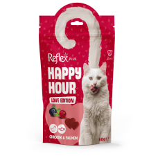 Reflex Plus Happy Hour Cat Treats Chicken & Salmon Love Edition – Ласощі для котів, підтримка енергії 60 г