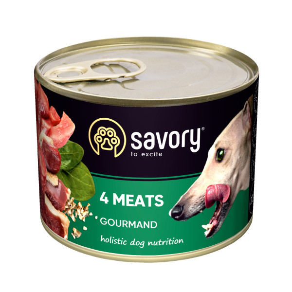 Savory (Сейвори) Dog Gourmand 4 Meat - Влажный корм для собак 4 вида мяса 200 г