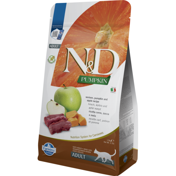 Farmina (Фармина) Cat N&D Pumpkin Grain Free Venison & Apple Adult - Сухой корм для взрослых кошек с тыквой, олениной и яблоком 1.5 кг