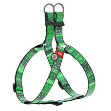 Шлея анатомическая, "Этно зеленый", пласт. фастекс, Ш 15 мм, ОГ 40-55 см, ОШ 40-55 см, S, WAUDOG Nylon c QR