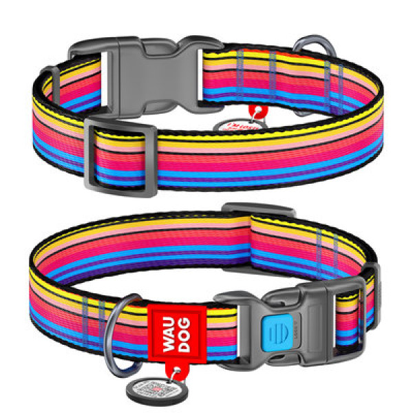 Нашийник, "Лінії 1", пласт. фастекс, Ш 10 мм, Дл 20-30 см, XS, WAUDOG Nylon c QR