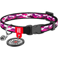 Нашийник для котів, "Рожевий камо", пласт. фастекс, Ш 10 мм, Довжина 20-30 см, XS, WAUDOG Nylon c QR