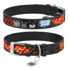 Нашийник, "Ліга Справедливості", Ш 12 мм, Дл 18-24 см, Чорний, XS1, WAUDOG Design с QR