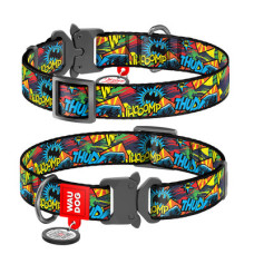 Нашийник, "Бетмен Яскравий", метал. пряжка-фастекс, Ш 15 мм, Дл 23-35 см, S, WAUDOG Nylon c QR