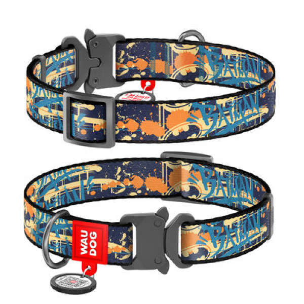 Нашийник, "Бетмен Джинс", метал. пряжка-фастекс, Ш 25 мм, Дл 35-58 см, XL, WAUDOG Nylon c QR