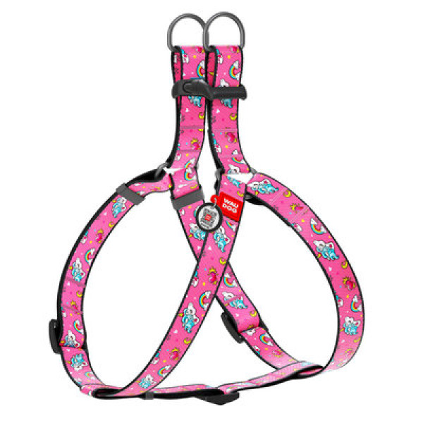 Шлея анатомическая, "Единороги", пласт. фастекс, Ш 20 мм, ОГ 50-80 см, ОШ 50-80 см, M, WAUDOG Nylon c QR