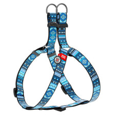 Шлея анатомічна, "Етно синій", пласт. фастекс, Ш 25 мм, ОГ 60-90 см, ОШ 60-90 см, L, WAUDOG Nylon c QR