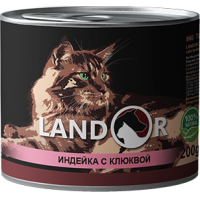 Landor (Ландор) Turkey With Cranberries For Cats - Влажный корм для взрослых стерилизованных кошек с индейкой и клюквой 0.2 кг