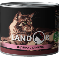 Landor (Ландор) Turkey With Cranberries For Cats - Вологий корм для дорослих стерилізованих кішок з індичкою та журавлиною 0.2 кг