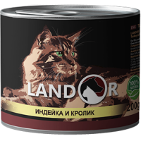 Landor (Ландор) Turkey And Rabbit For Cats - Вологий корм для дорослих котів з індичкою та кроликом 0.2 кг