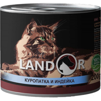 Landor (Ландор) Game And Turkey For Cats - Влажный корм для взрослых котов с куропаткой и индейкой 0.2 кг