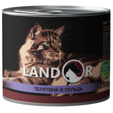 Landor (Ландор) Senior Cats Calf And Herring - Вологий корм для літніх котів з телятиною та оселедцем 0.2 кг