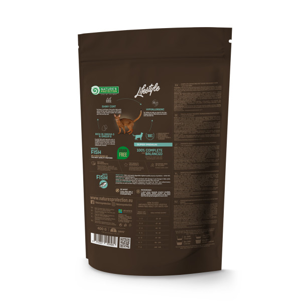 Nature`s Protection (Нэйчер Протекшн) Lifestyle Grain Free White Fish Adult Cat - Сухой беззерновой корм для котов с белой рыбой 0.4 кг