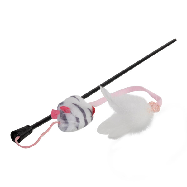 GiGwi (ГиГви) Teaser - Игрушка для кошек дразнилка на стеке с мышкой со звуковым эффектом 51 см