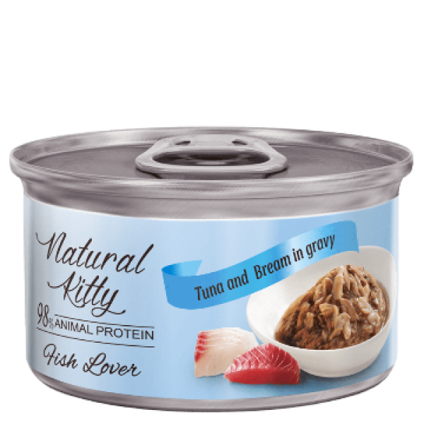 Natural Kitty (Нейчерал Китти) Meat Lover Tuna And Bream In Gravy - Влажный корм для котов с тунцом и лещем 70 г