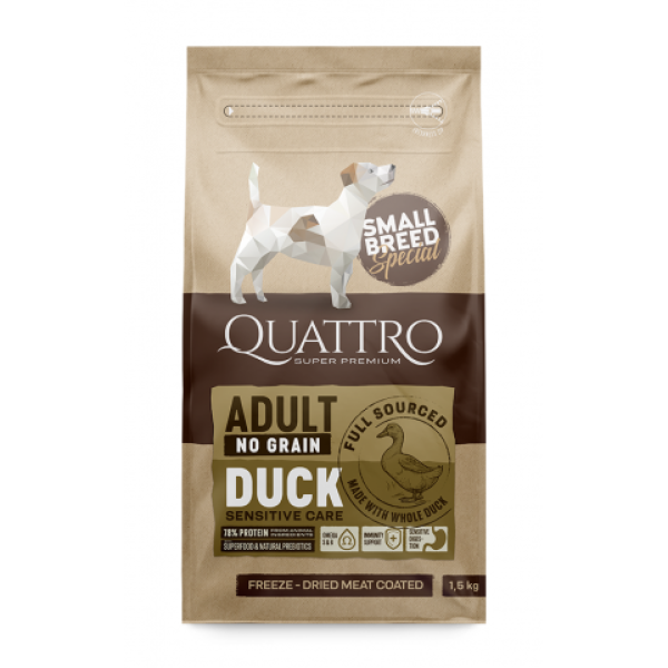 Quattro (Кватро) Dog Small Breed With Duck - Сухой корм для собак малых пород с уткой 7 кг