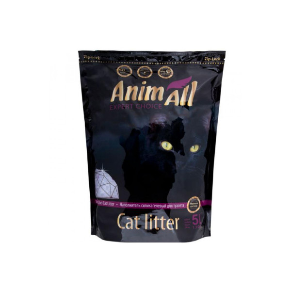 AnimAll (Энимал) Premium Фиолетовый аметист - Наполнитель силикагелевый для кошачьих туалетов с цветочным ароматом 5 л