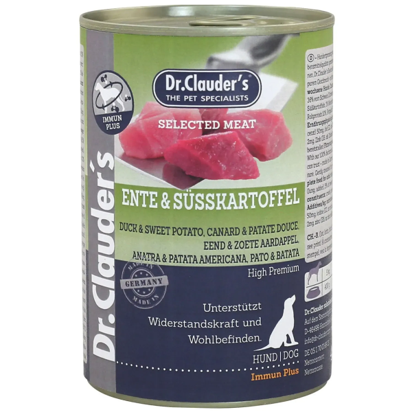Dr.Clauder’s (Клаудер) Selected Meat Dog Grain Free Duck & Sweet Potato Adult All Breeds - Влажный беззерновой корм для взрослых собак всех пород с мясом утки и бататом 800 г