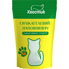 Хвостик - Наполнитель для кошачьих туалетов силикагелевый с зелеными гранулами, большая фракция 3.6 л