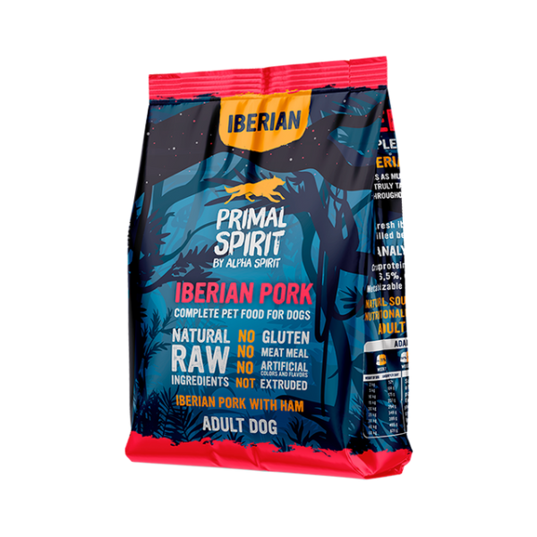 Primal Spirit Iberian Pork Dog - Полнорационный сухой корм для взрослых собак с иберийской свининой и ветчиной 1 кг