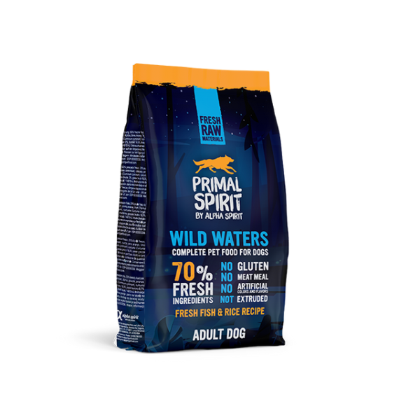 Primal Spirit Wild Waters Dog - Полнорационный корм для взрослых собак с рыбой и курицей 1 кг.