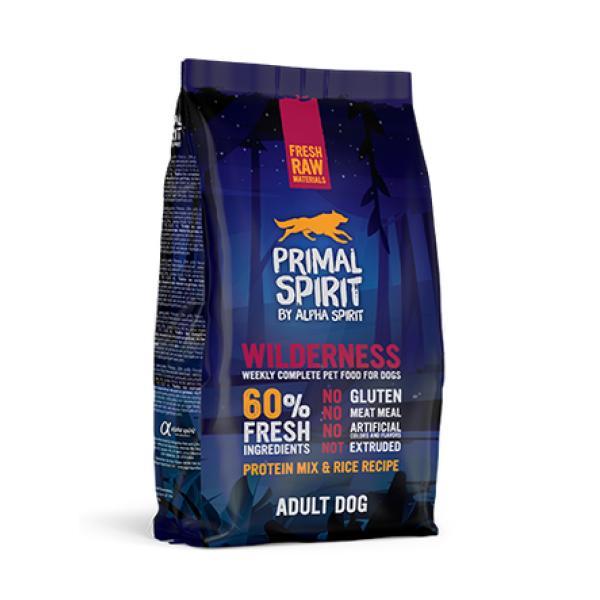 Primal Spirit Wilderness Dog - Полнорационный корм для взрослых собак с курицей, рыбой и свининой 1 кг