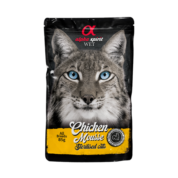 Alpha Spirit Chicken Mousse Sterilised Cats - Полнорационный влажный корм с курицей для стерилизованных взрослых кошек 85 г
