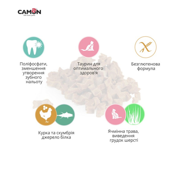 Camon (Камон) Cat Treats Cookies With Chicken&Mackerel - Лакомство для кошек с курицей и скумбрией в форме рыбки 60 г