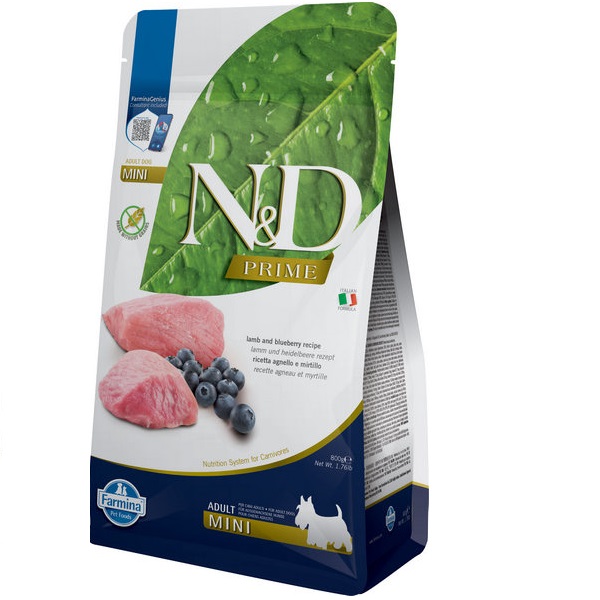Farmina (Фармина) N&D Prime Lamb & Blueberry Adult Mini - Полнорационный беззерновой сухой корм для взрослых собак мелких пород 800 г
