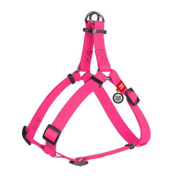 Шлея, метал. пряжка-фастекс, Ш 15 мм, ОГ 40-55 см, ОШ 40-55 см, розовый, S, WAUDOG Waterproof c QR