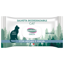 Inodorina (Інодоріна) Green Argan E Malva - Вологі біорозкладні серветки з аргановою олією та мальвою для котів з короткою шерстю 30 шт