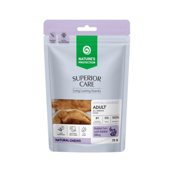 Nature’s Protection (Натур Протекшн) Superior Care Dog Grain Free Rabbit Ears With Rabbit Filling Adult - Лакомство беззерновое для взрослых собак всех пород кроличьи уши с начинкой из кролика 75 г
