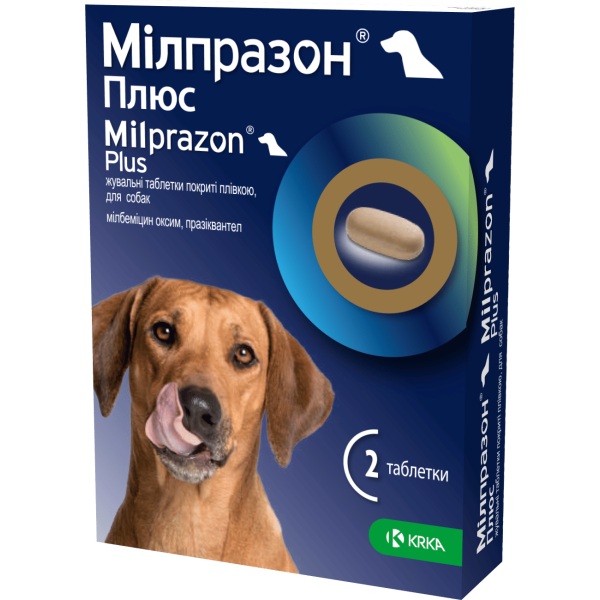 KRKA Milprazon Plus - Таблетка против гельминтов для собак весом от 5 до 25 кг 1 шт.