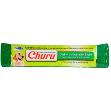 INABA (Инаба) Dog Churu Mousse With Chicken & Vegetables - Лакомство для собак мусс сливочный с курицей и овощами 20 г