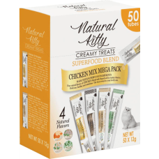 Natural Kitty (Нейчерал Китти) Cat Grain Free Chicken Mix Creamy Treats Adult - Набор беззерновых лакомств для взрослых котов микс вкусов на основе куриного мяса 50х12 г