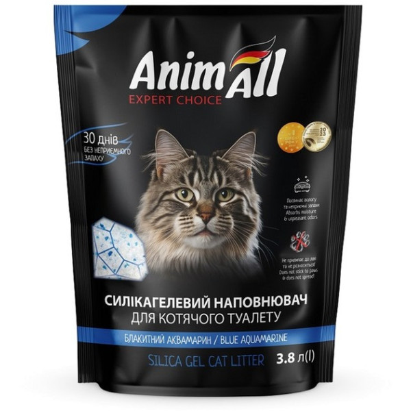 AnimAll (Энимал) Голубой Изумруд - Наполнитель для кошачьих туалетов силикагелевый 3.8 л