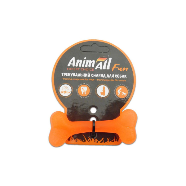 AnimAll Fun - Игрушка для собак кость, оранжевая, 8 см