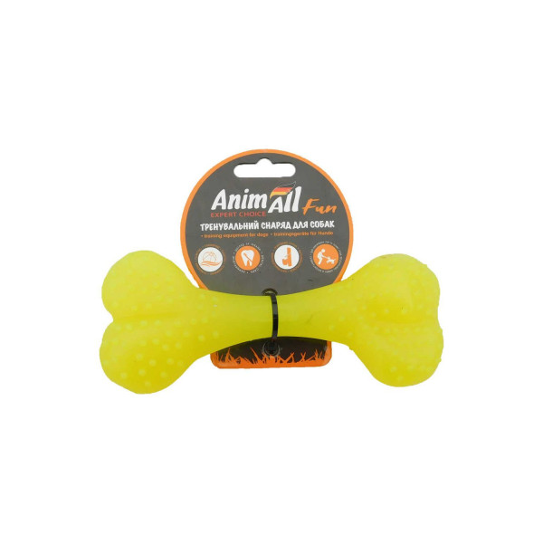 AnimAll Fun - Игрушка для собак кость, желтая, 12 см
