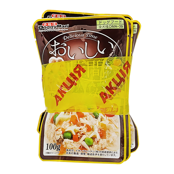 DoggyMan (Догимен) Low Fat Chicken & Cartilage - Набор влажных кормов для собак любого возраста склонных к лишнему весу с мясом курицы и хрящом в желе 4 шт. по 100 г