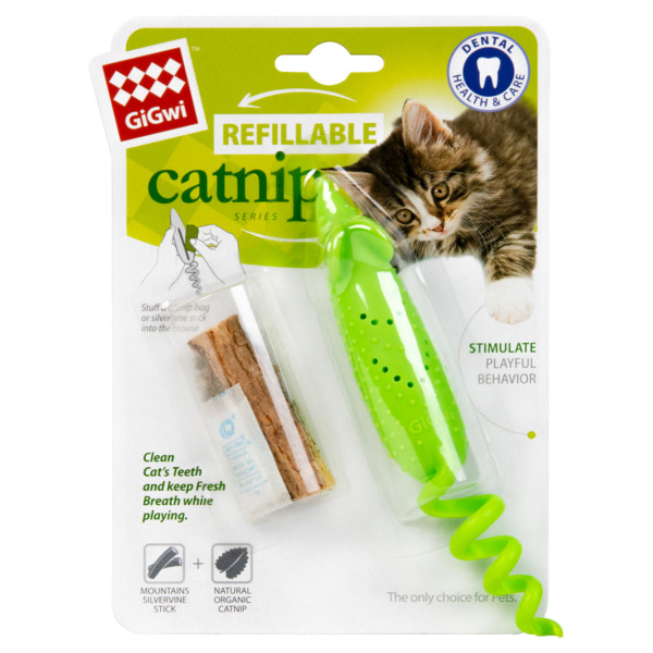GiGwi (ГиГви) Refillable Catnip - Игрушка для кошек мышь резиновая 16,5 см